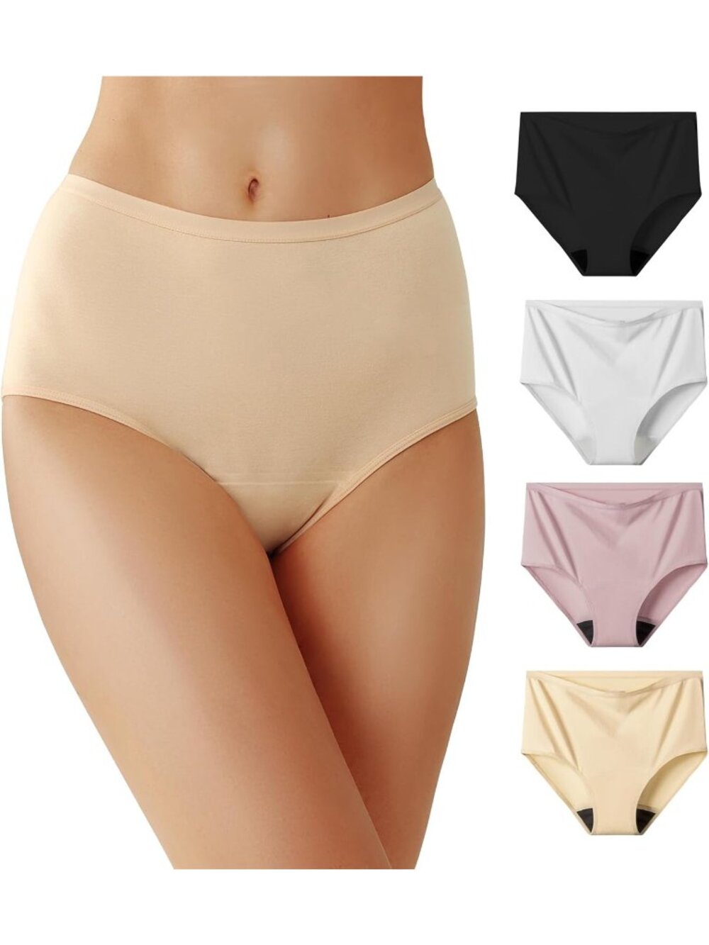 BATTEWA Oeko-Tex Womens Leak Proof Incontinence Underwear 4-Pack, Reusable Large